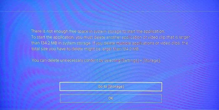 What does it mean when PS3 says the appropriate system storage was not found