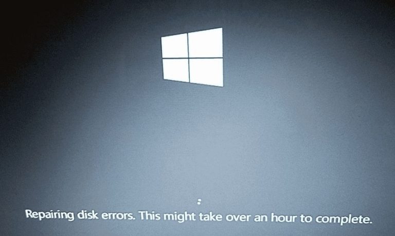 How to bypass repairing disk errors Windows 10