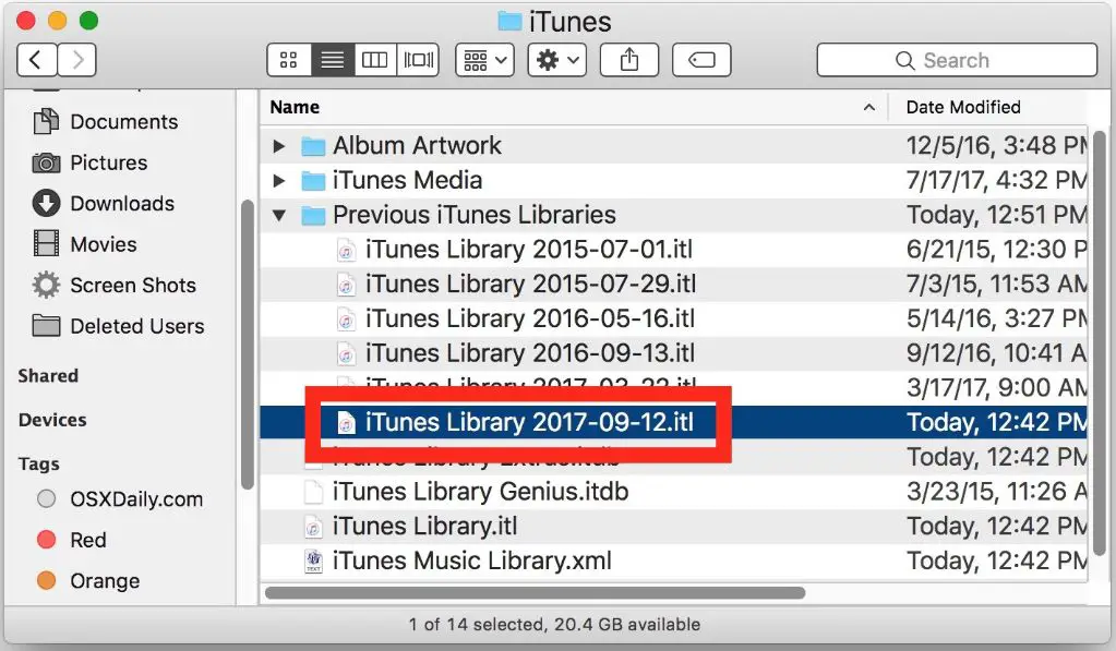 How do I use a newer iTunes library on an older version of iTunes