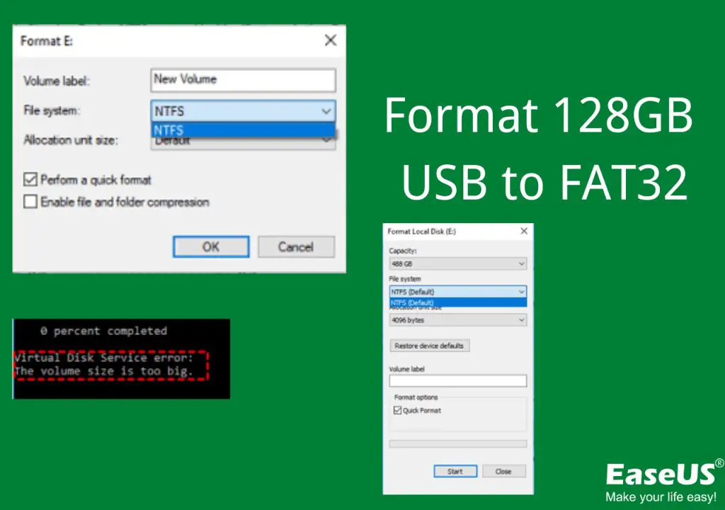 Can I format a 128GB flash drive to FAT32