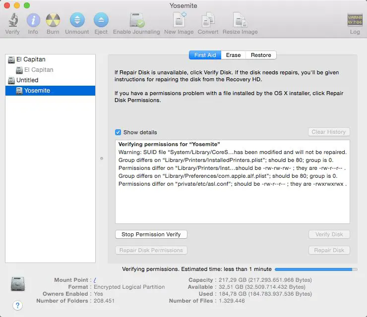 How do I verify and repair disk permissions on a Mac