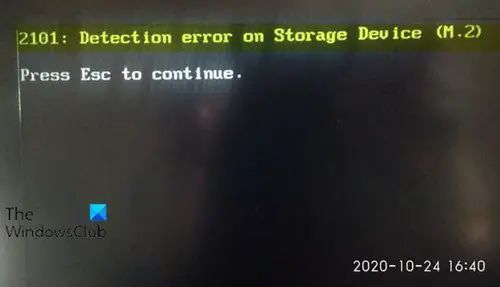 How do I fix 2100 detection error on storage device M 2