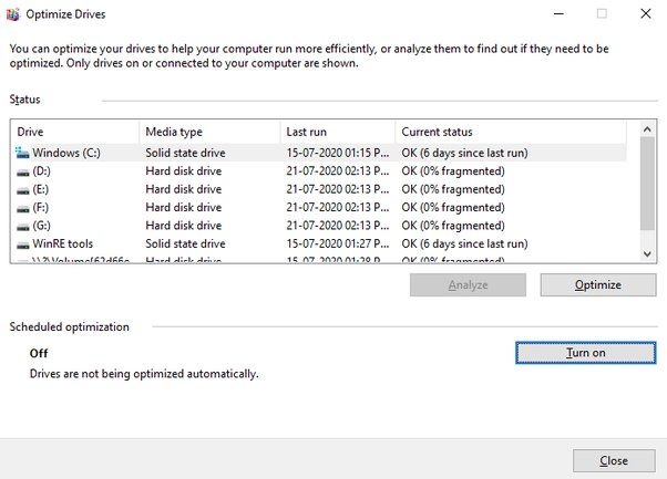 Does Windows automatically defrag SSD