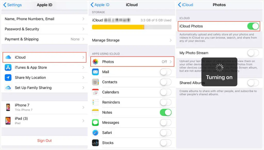 How do I restore photos from previous backup to iCloud