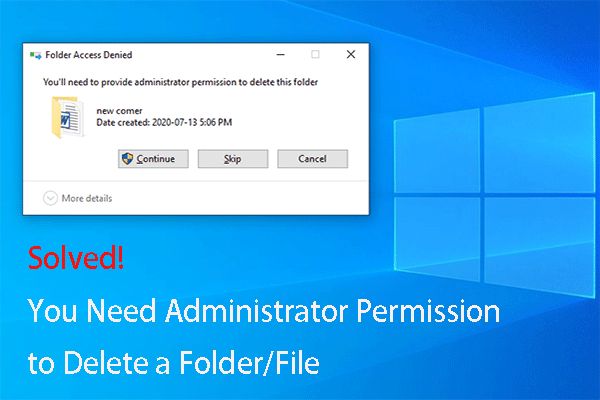 How do I delete a folder as administrator in Windows 10