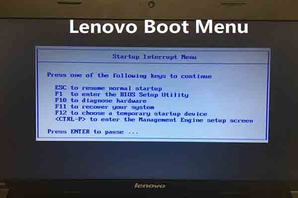 How do I get the boot device option on my Lenovo laptop