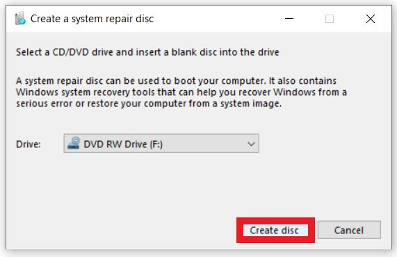 Can Windows 10 Create a recovery DVD