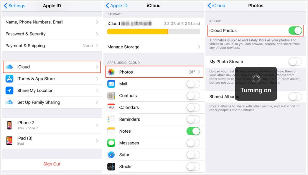 How do I get my pictures back after restoring from iCloud