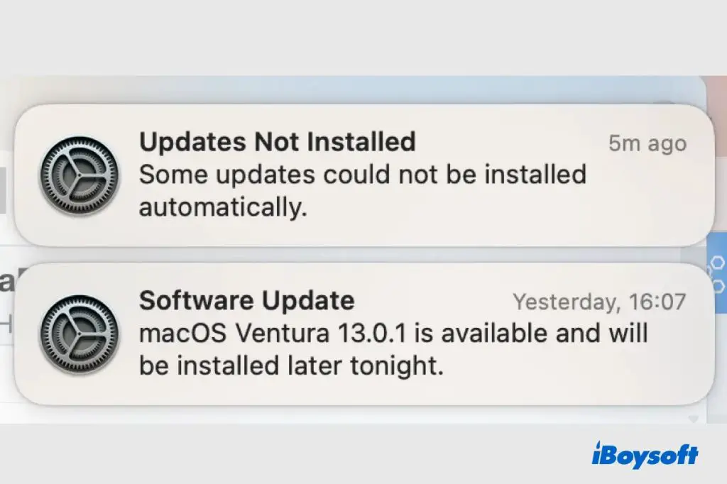 Why does my Mac say some updates could not be installed