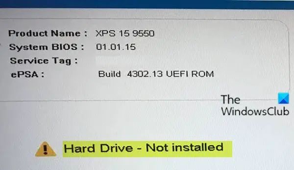 How do I fix hard drive not installed