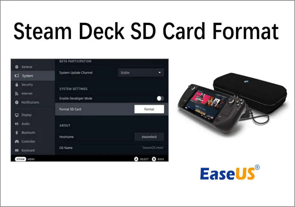 What format does Steam Deck SD card use