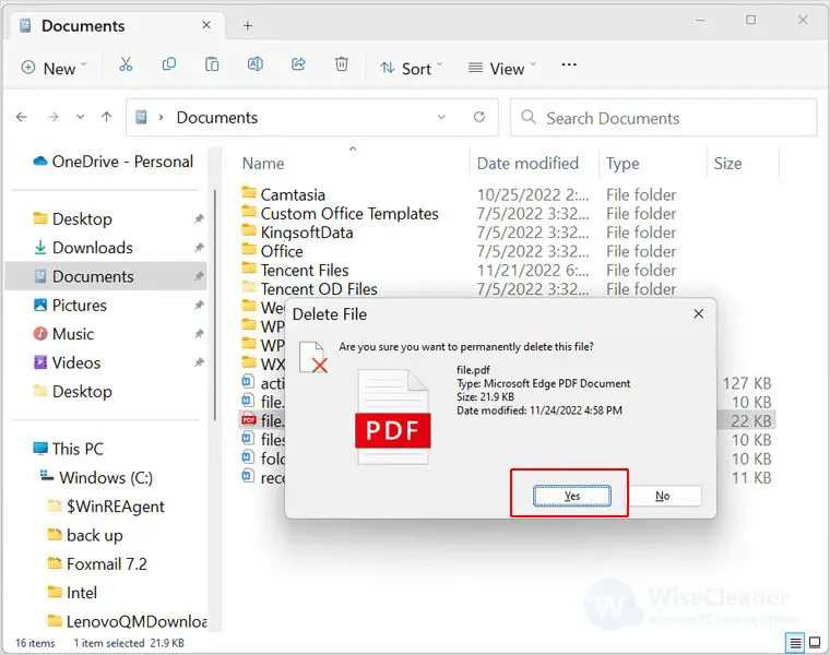 Why can't I delete a folder on my desktop Windows 11