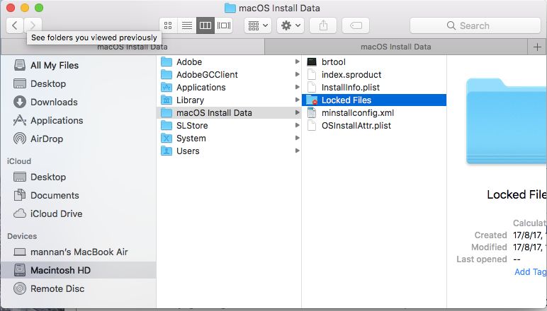 Where is macOS install data folder