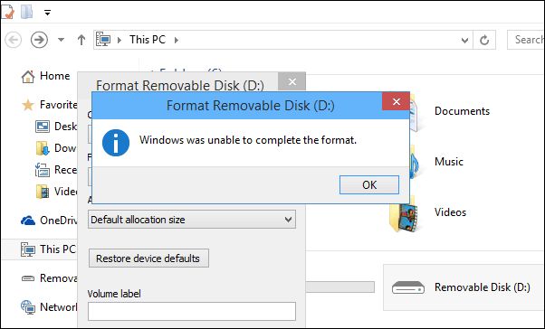 Why is Windows unable to format USB