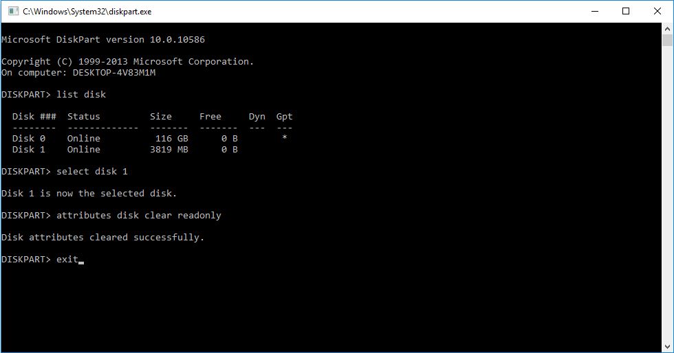 How to remove write protection from SD card using command prompt