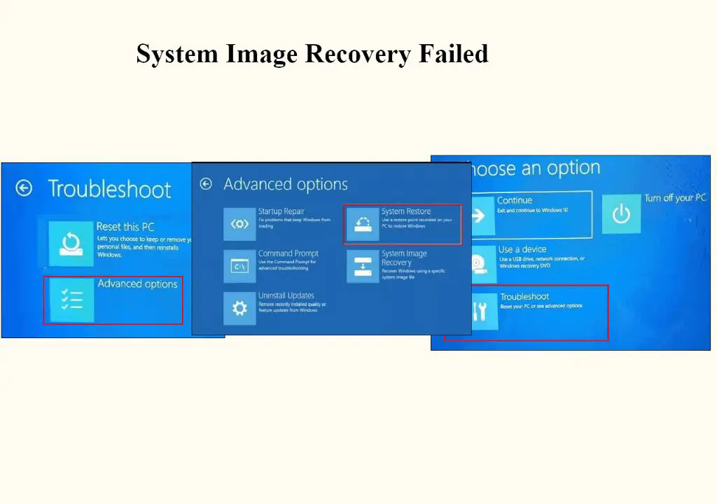 How do I fix system image recovery failed