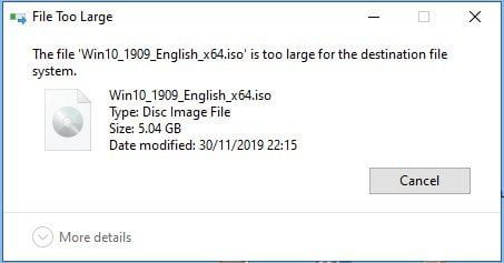 Why is Windows ISO too large for USB