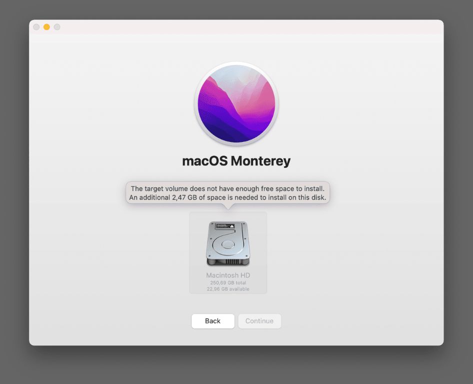 How do I get more space on my Mac for Monterey update