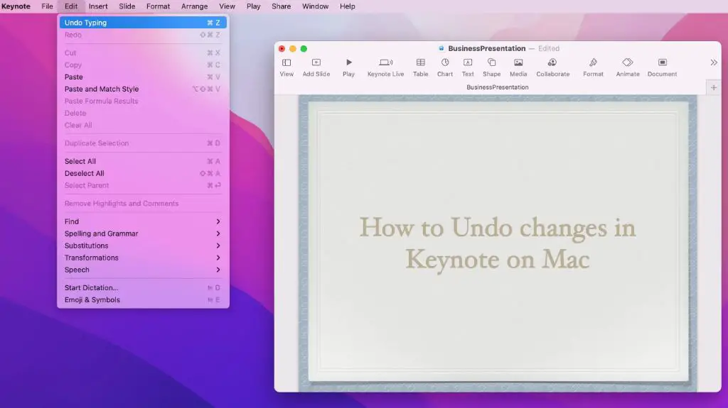 How do you undo changes in files on a Mac