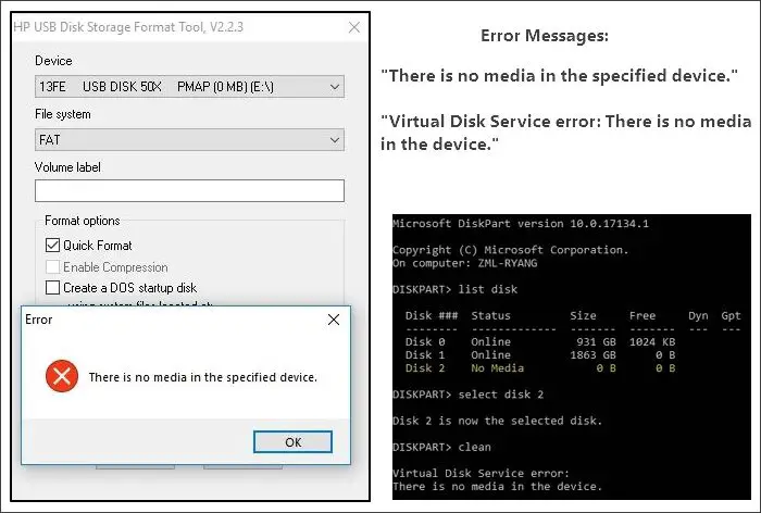 How to solve Virtual Disk Service error there is no media in the device