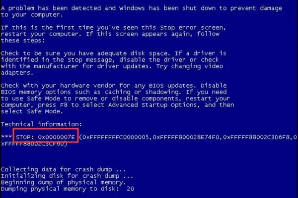 How do I get rid of 0x0000007E blue screen