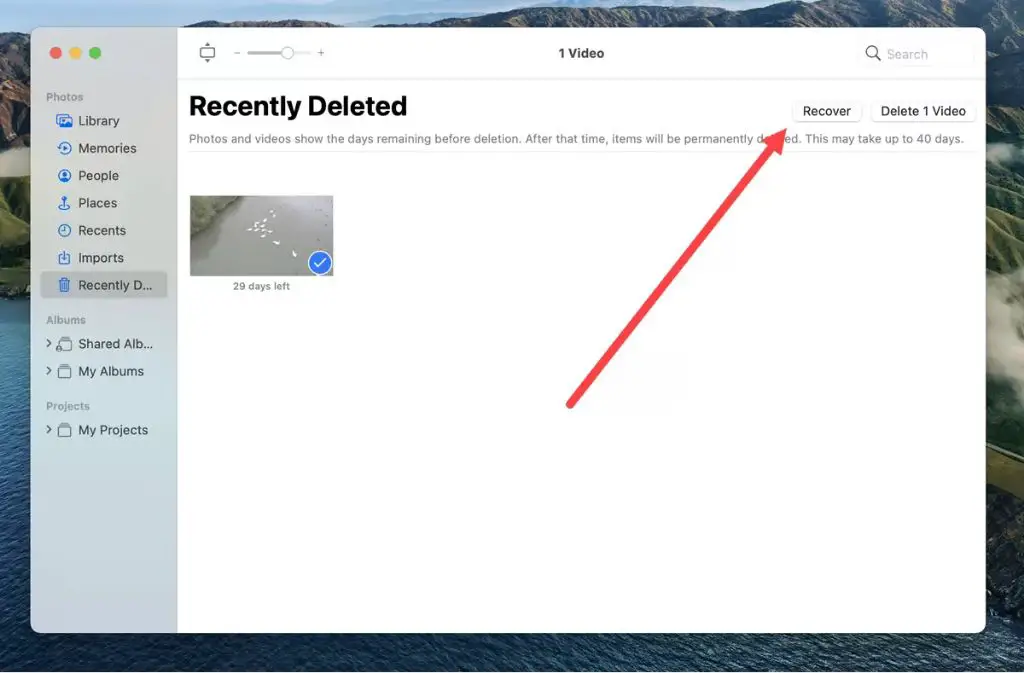 Can I get a video back after I deleted it from recently deleted