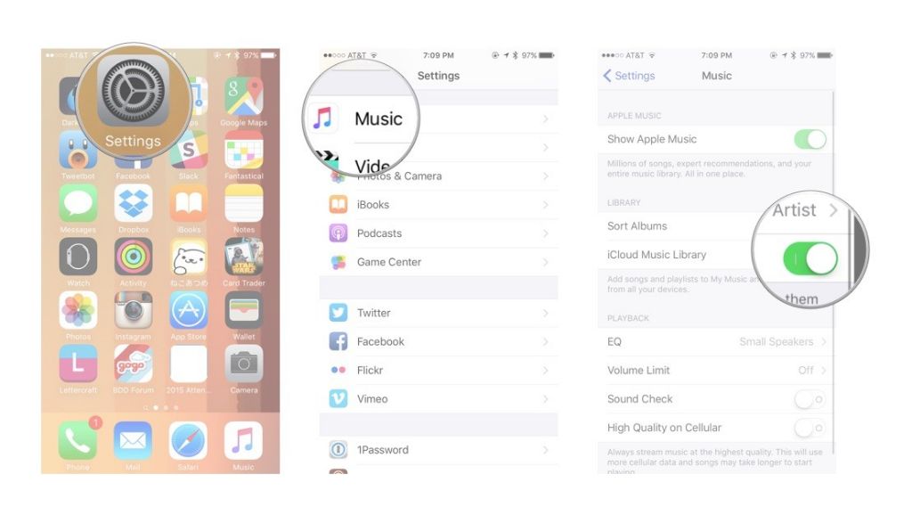 Is music library backed up to iCloud