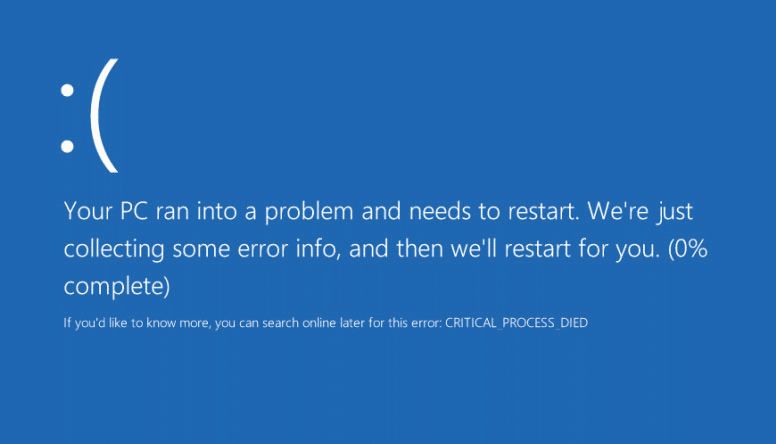 Why is Windows 10 not booting critical process died