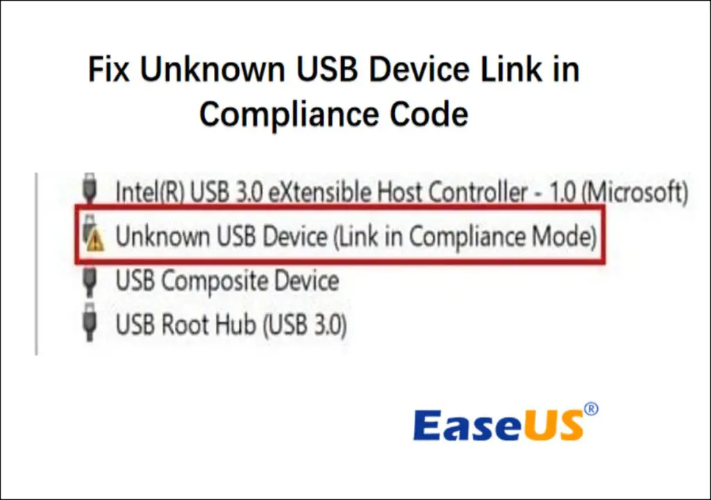 How do I fix unknown USB device link in compliance mode