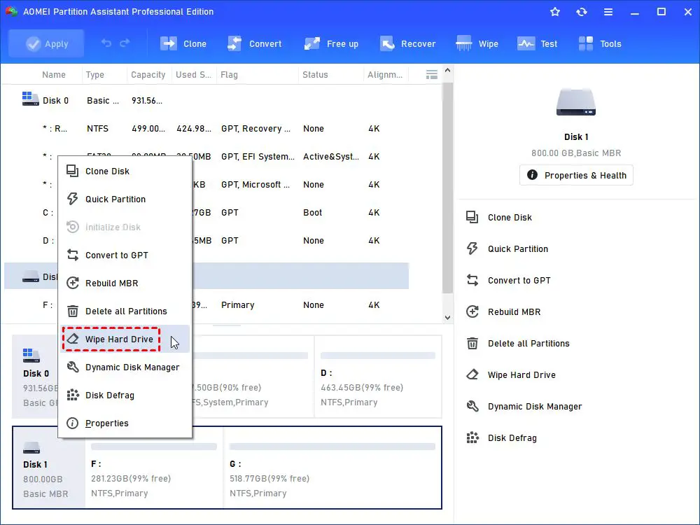 How do I wipe a specific drive in Windows 10