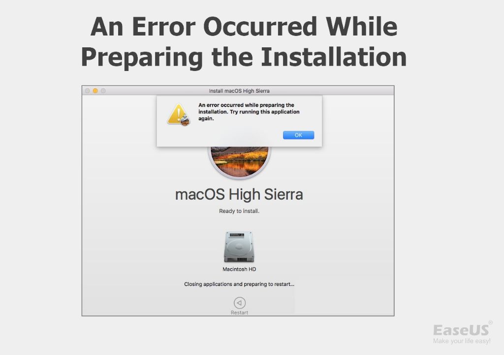 How to reinstall macOS when it says an error occurred while preparing the installation