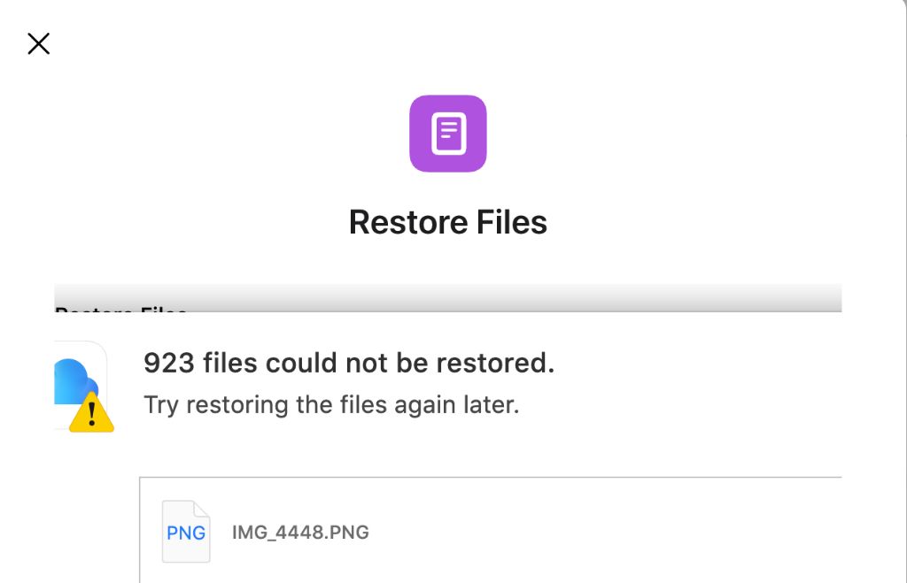 Why can't I restore files from iCloud