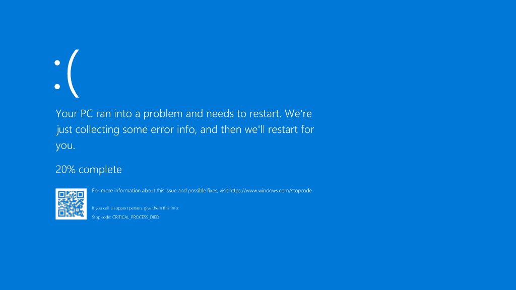 What causes critical process died error Windows 10