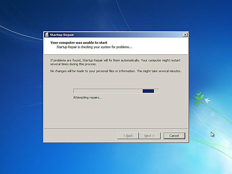 How to repair Windows 7 startup with CD