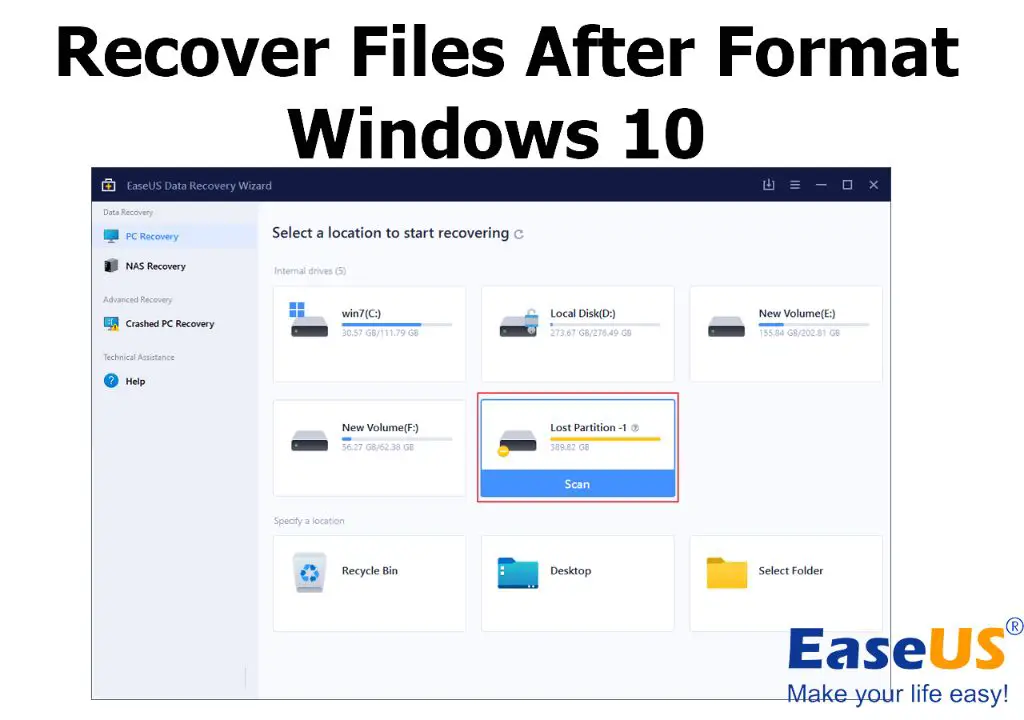 How do I recover files after formatting Windows 10