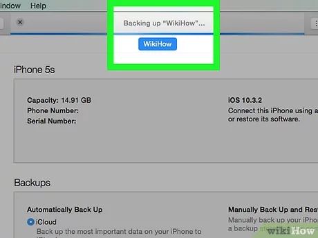 What are the four steps to backing up an iPhone in iTunes