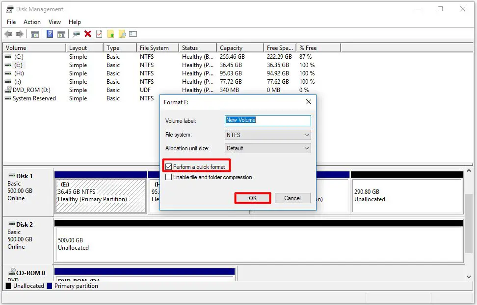 What does it mean to format the disk in drive D