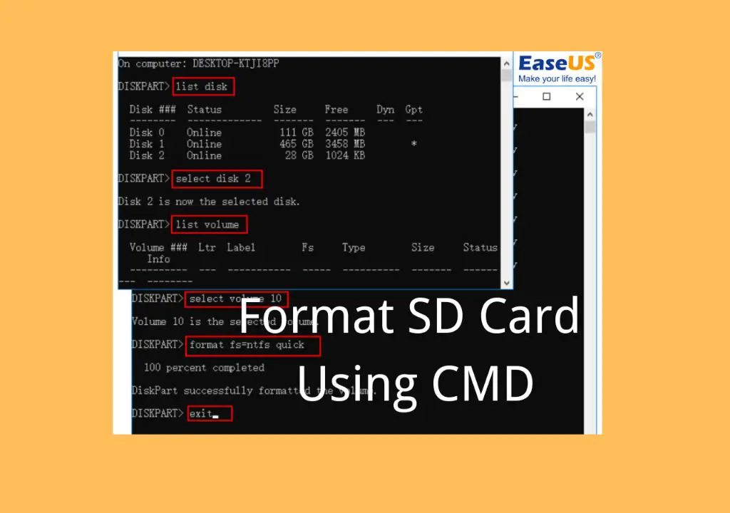 How to format SD card on PC command prompt