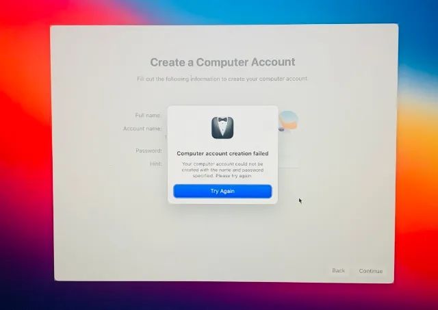 What does create a computer account on Mac mean