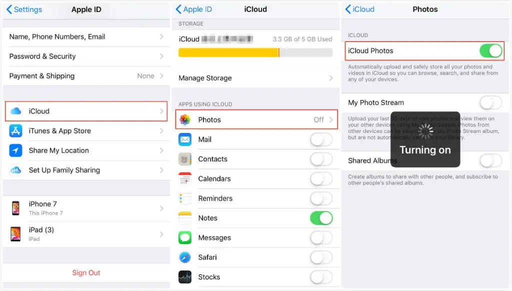 How do I get my Photos back on my iPhone from iCloud photo library