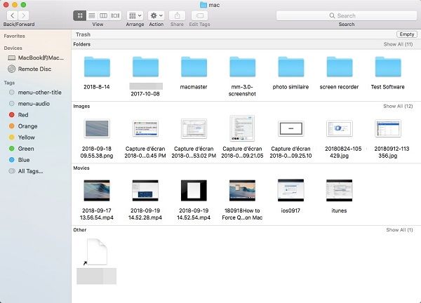 Where do deleted files move into on a Mac