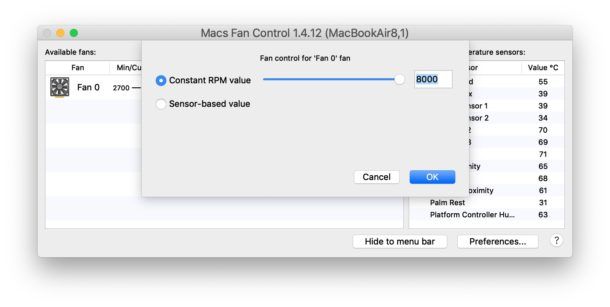How do I manually turn on my Mac fan