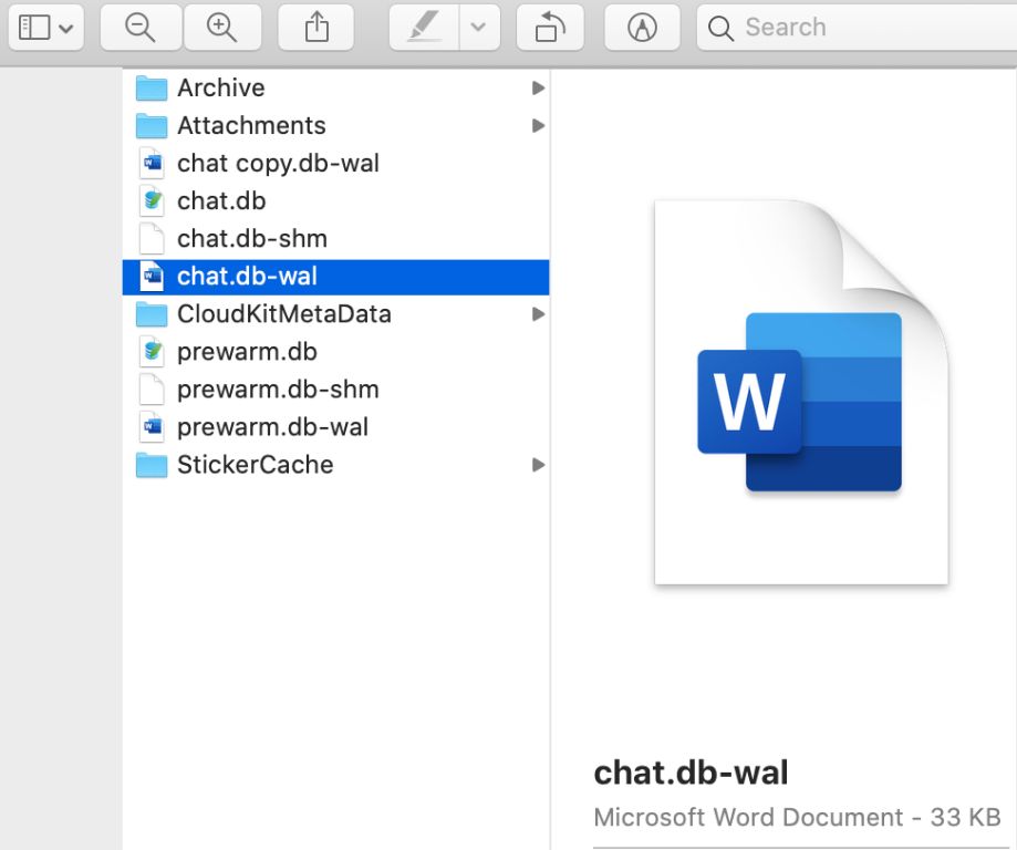 Where is the chat DB stored on a Mac