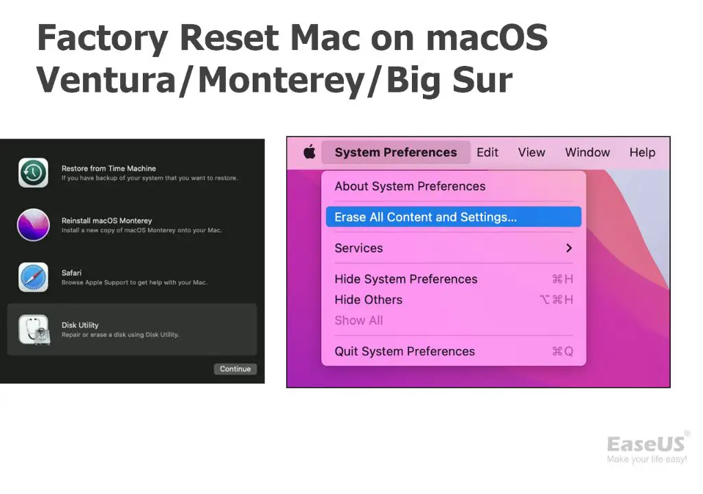 How do I erase my Mac and reset Big Sur