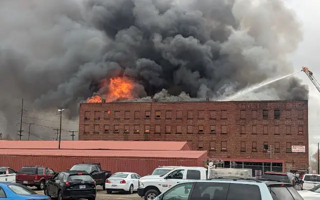 What building is on fire downtown Canton